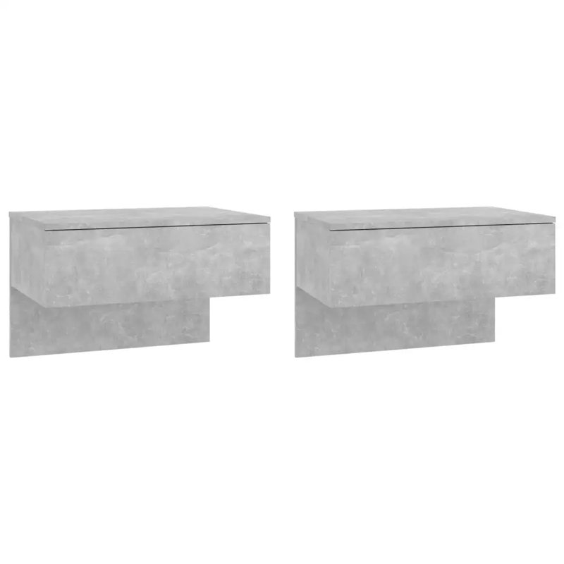 Jaianna Wall-mounted Bedside Cabinet, Concrete Grey