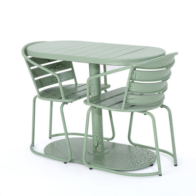 Bistro de jardin pour la cour arrière - fabrication en fer, bleu sarcelle mat, 2 chaises et table incluses
