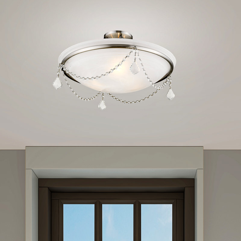 Plafonnier semi-encastré 20 po à 3 lumières Weathers, Nickel brossé