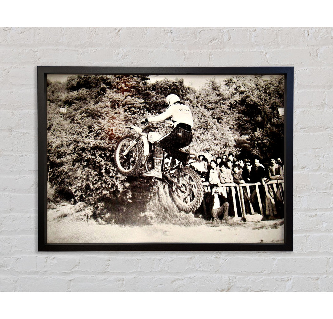 Retro Motorcross Jump - Einzelner Bilderrahmen Kunstdrucke auf Leinwand