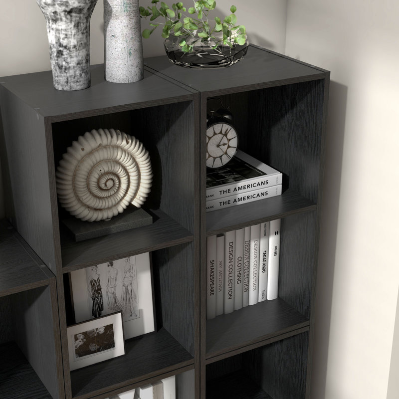 Bibliothèque de rangement empilable, 2 cubes, Noir