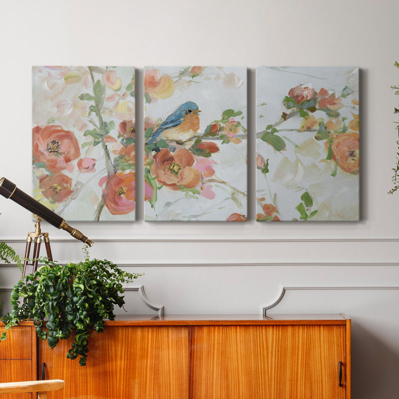 «Bluebird Spring Day I», ensemble de 3 toiles tendues, H 60 po x l 120 po x P 1 po