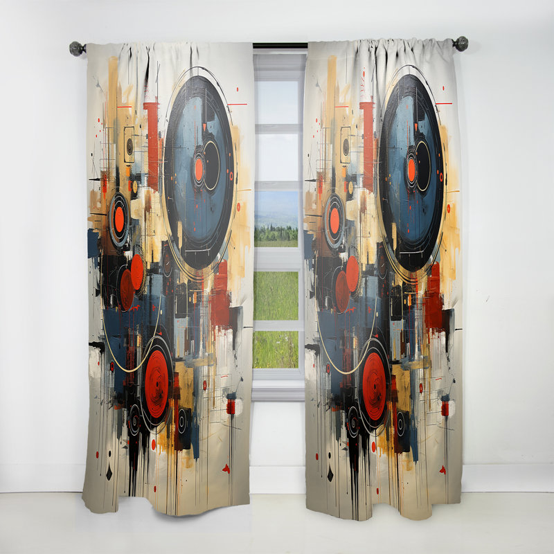 Mulloy - Modern Shapes Abstract Room Darkening Curtain - 1 Panels, 52" W x 120" L