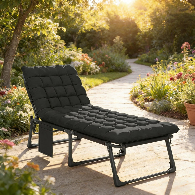 Cozy Recliner Chair,Outdoor Lounge Chair, 1, Black