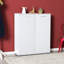 Armoire à chaussures moderne blanche avec nombreuses tablettes, 35,4 x 42,5 x 13,8 pouces | Panneau de particules enduit, épaisseur: 0,6 pouce | Conception murale, solution de rangement élégante pour l'entrée et le couloir