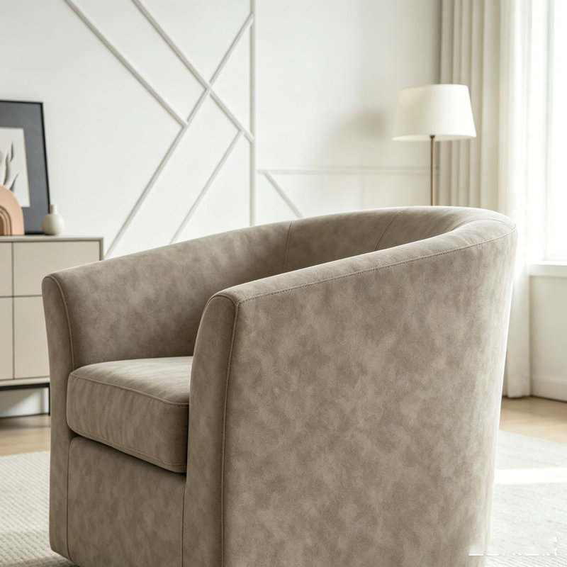 Fauteuil demi-tonneau pivotant en similicuir, Apricot