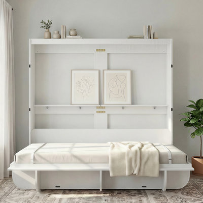 Grand lit escamotable avec bibliothèque et verrou automatique