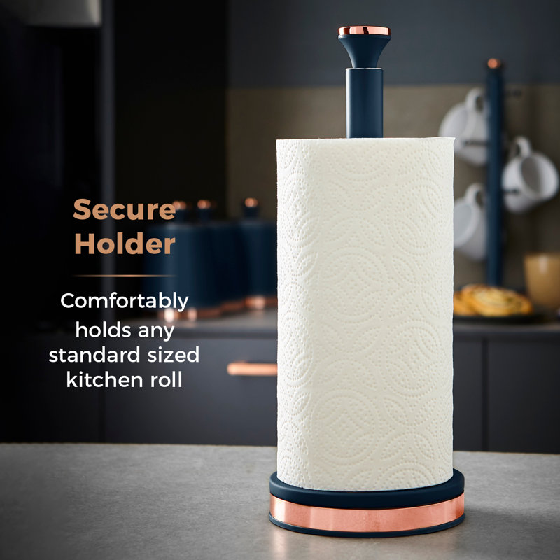 Tower Cavaletto Towel Pole Kitchen Roll Holder, Midnight Blue