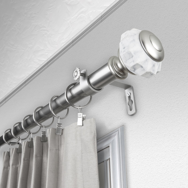 Tringle à rideaux simple Nisbet, Nickel satiné, H 3 po x l 120 po x P 3,63 po