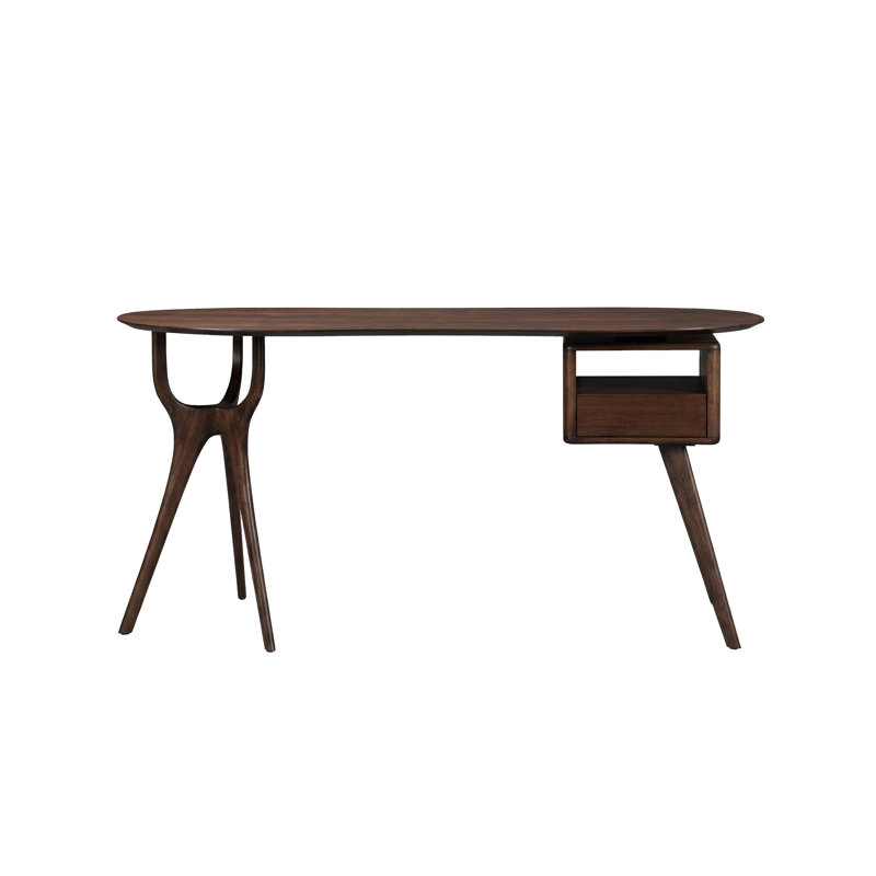 Bureau Cyrus en bois massif de bambou durable, design sculptural moderne, finition café, Café