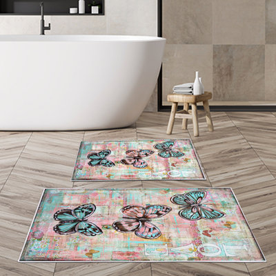 Ensemble de luxueux tapis de bain (2 pièces), 100% polyester, antidérapant, antibactérien | Dimensions: 19,7 po x 23,6 po et 23,6 po x 39,4 po | Tissu ultra-absorbant et facile à nettoyer, lavable à la machine à 86 ° F | Parfait pour la salle de bain ou le spa