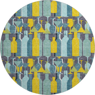Premium Machine Washable Cerrito AMF168 Blue Rug