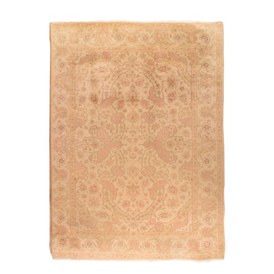 Wool Floral Area Rug in Beige