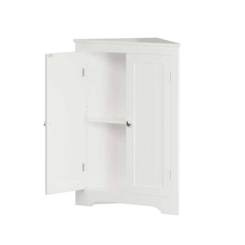Floor Corner Cabinet With 2 Doors And Adjustable Shelves, Freestanding Narrow Cabinet Organizer, Corner Storage Cabinets