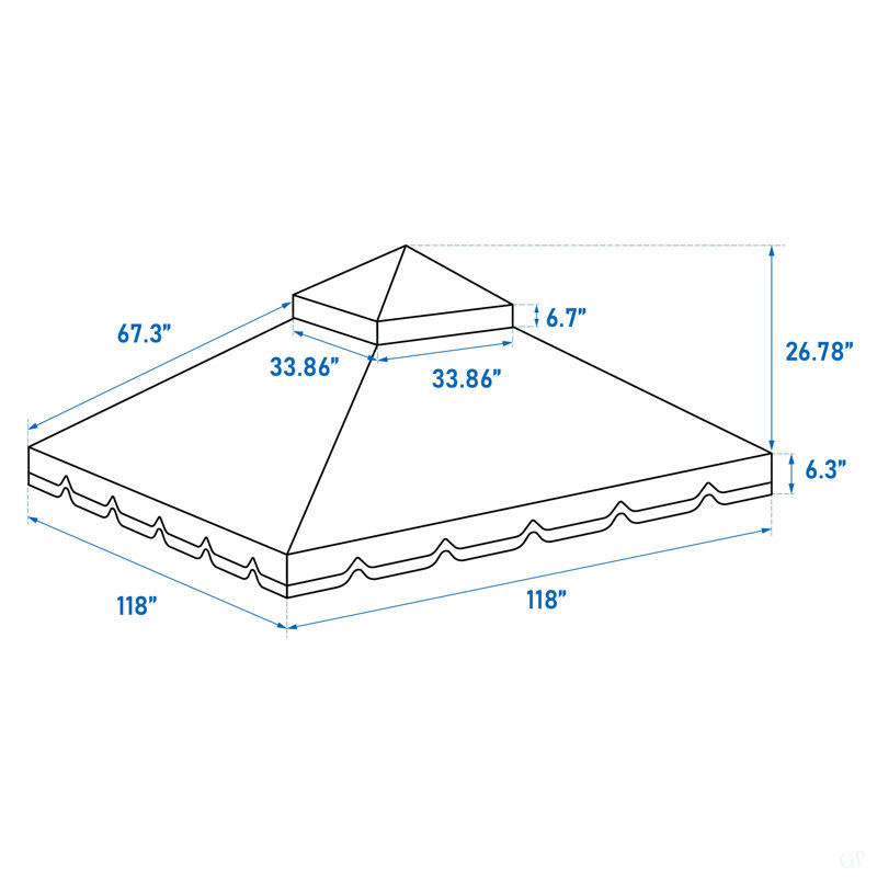 10X10 Ft Outdoor Patio Gazebo Replacement Canopy,Double Tiered Gazebo Tent Roof Top Cover Only Greatwall Border(Frame Not Include)-Tan