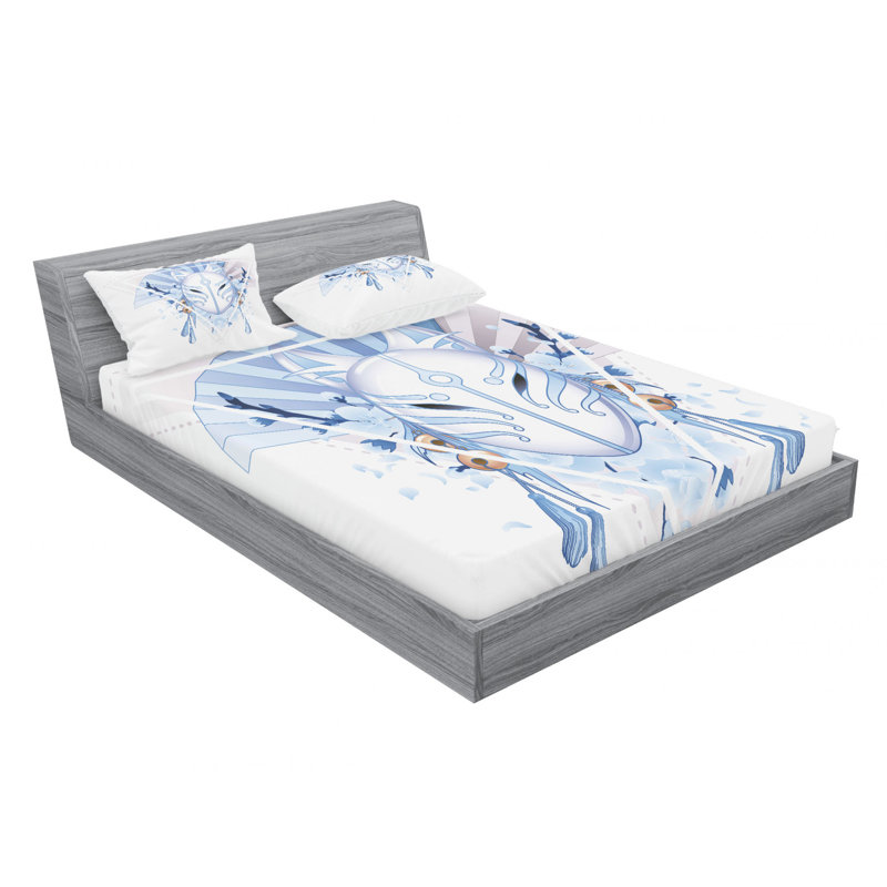 Ensemble de draps kitsune fox mask, Ensemble de draps pour lit double avec un drap-hou