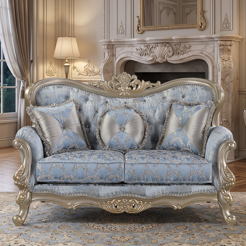 Royale 2PC en bleu et champagne, Causeuse, canapé