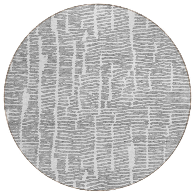 Malchow Washable Abstract Indoor / Outdoor Rug, Round 8'