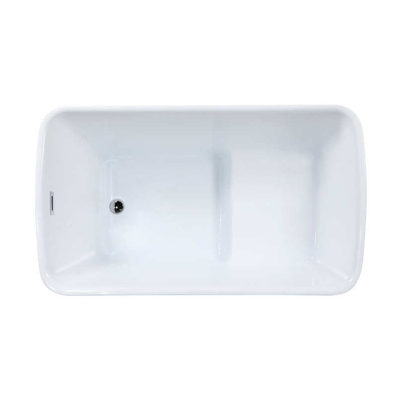 Baignoire autoportante rectangulaire à double extrémité en acrylique Aqua Eden de 47 pouces avec drain et siège intégré Kingston Brass