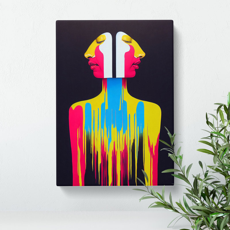 XV1022-4054X Splashed Abstract Woman No.2 - Print, 50cm H x 35cm W, No Matte, Wrapped Canvas