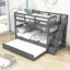 Lit superposé simple en bois avec lit gigogne-617844349