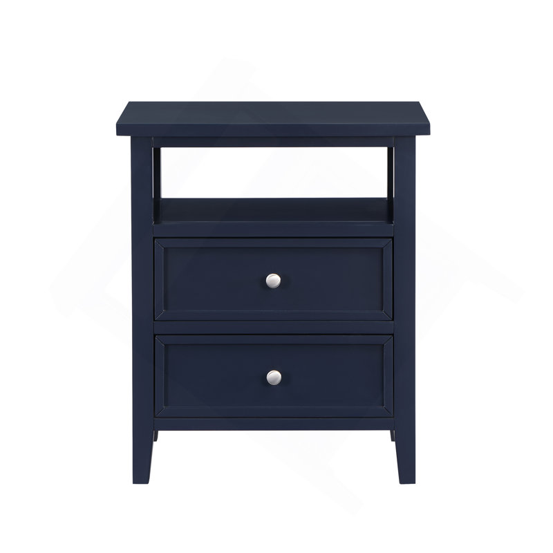 Weston Midnight Blue 2 Drawer Nightstand, Dark Blue