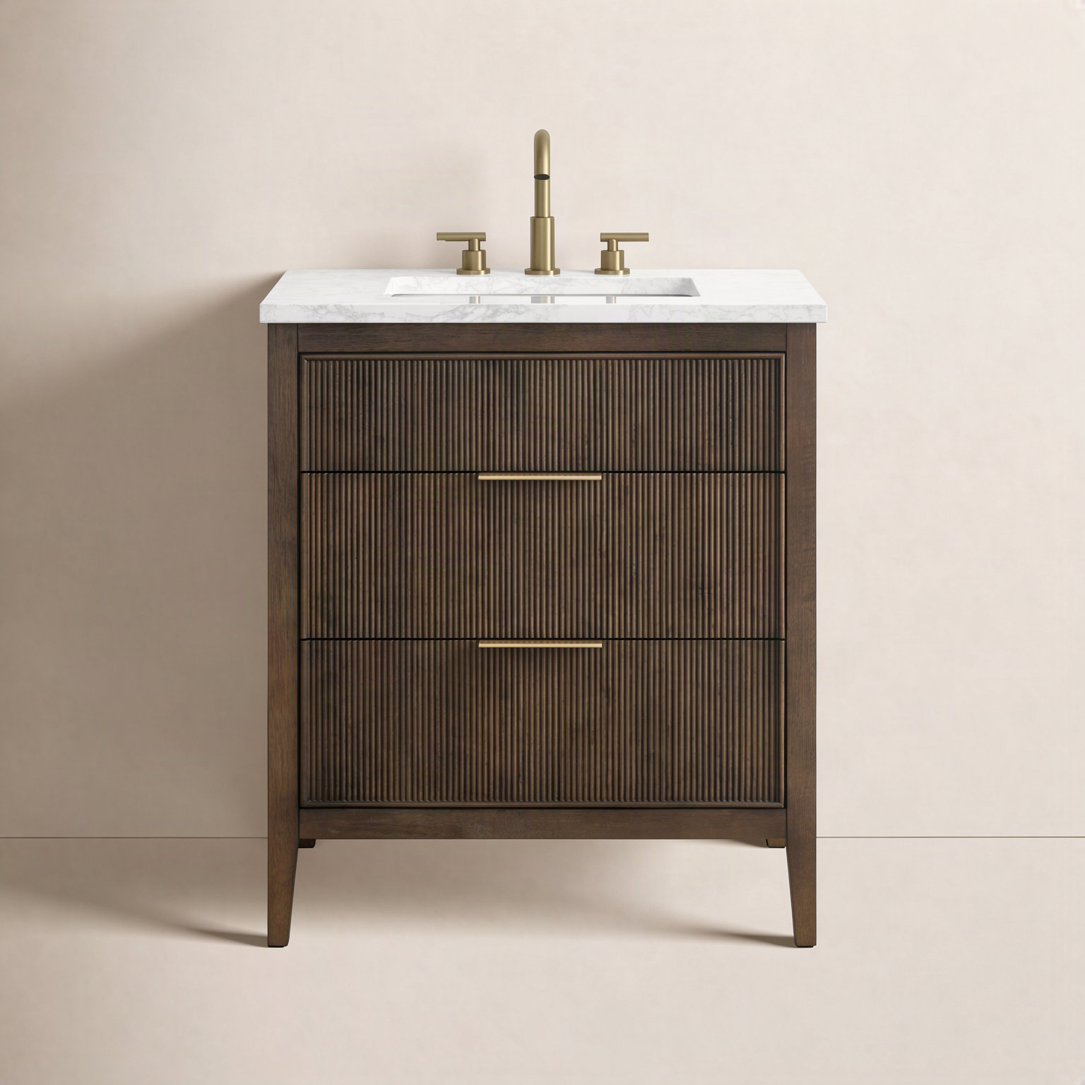 Bilroy 30" Oak Single Bathroom Vanity, Chestnut Brown