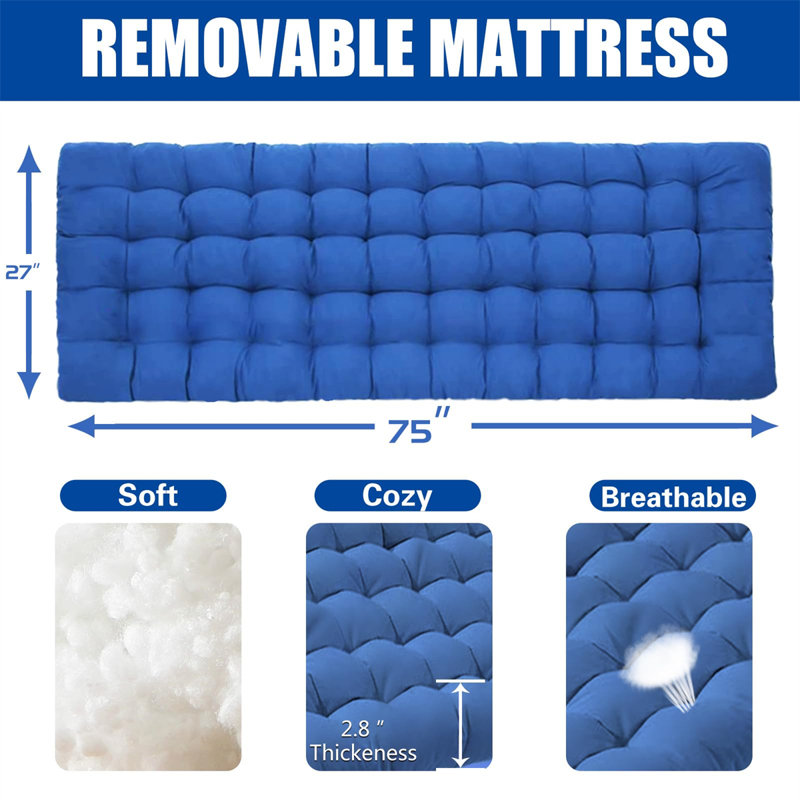 Blue Heavy Duty Folding Camping Cot with Thick Pad