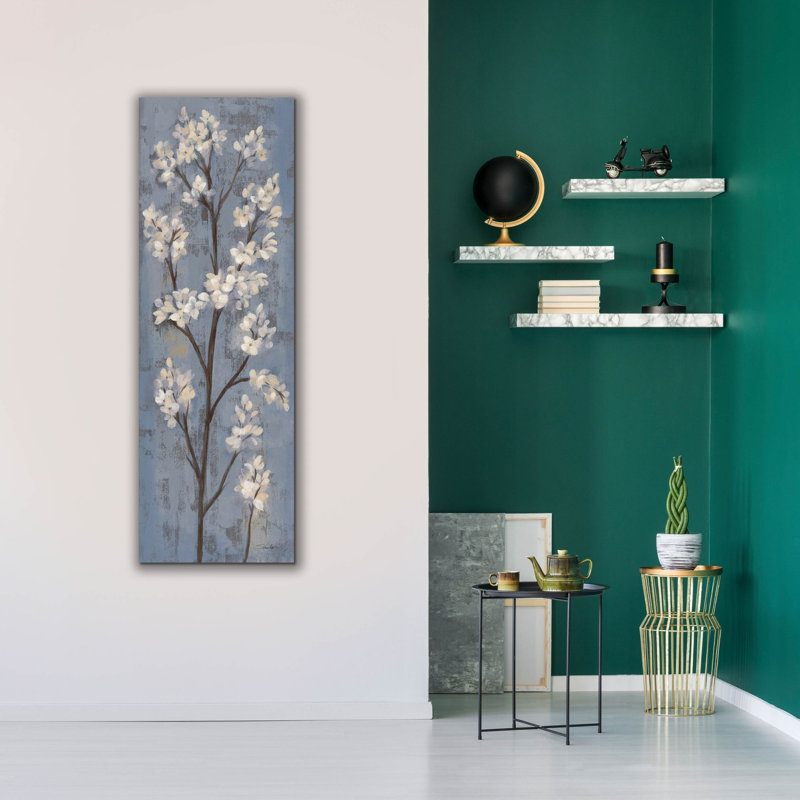 Toile épique «Almond Branch 1 Slate Blue» par Silvia Vassileva, 20 po x 60 po