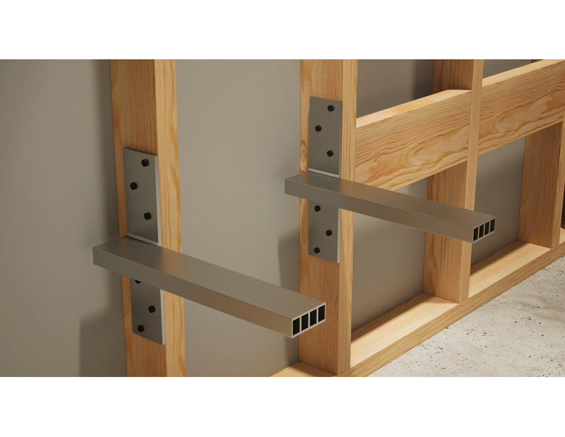 Floating Shower Bench Kit with GoBoard® - Original Shower Bench Bracket® (12x46"), 4" H x 46" W x 12" D