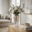 Élégant vase en verre craquelé à forme sculpturale haute pour la décoration intérieure - vase décoratif à fleurs pour table ou tablette d'entrée - transparent et givré-1486932536