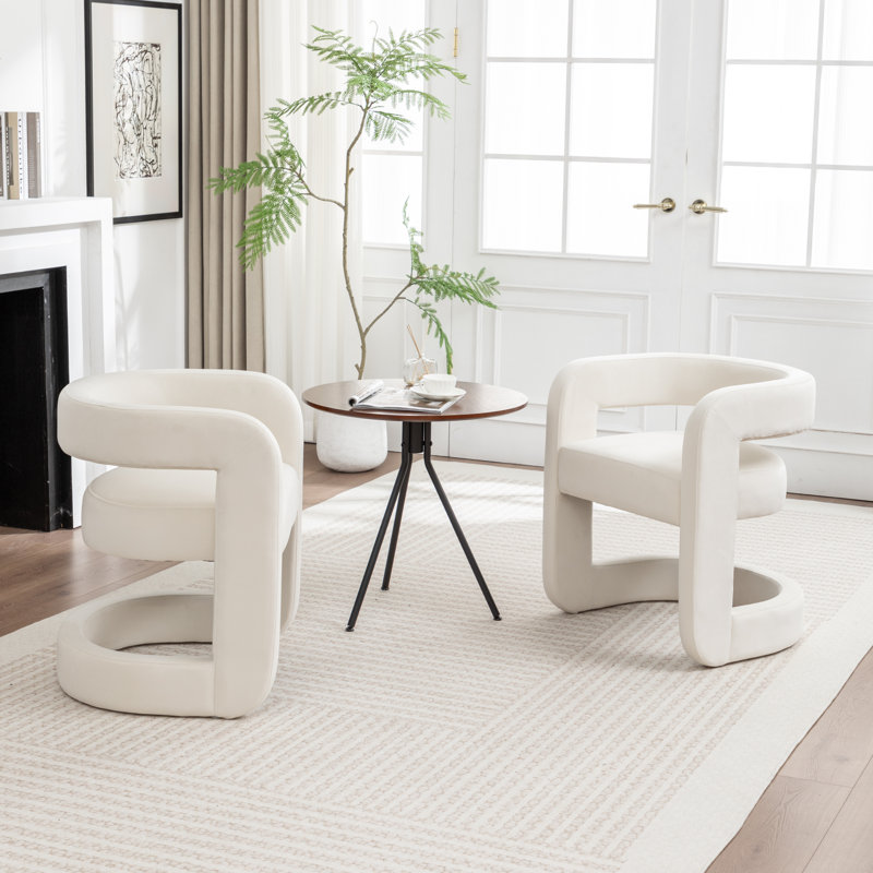 Ensemble de 2 chaises de salle à manger en velours Kirsi, Beige