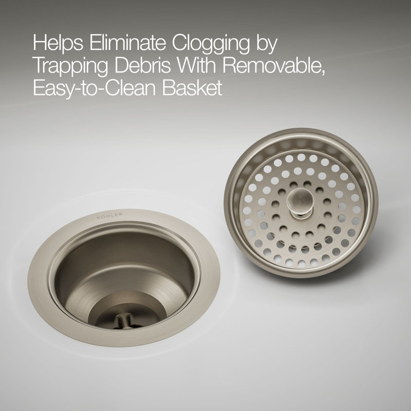 Duostrainer Sink drain and strainer with tailpiece, Vibrant Brushed Nickel