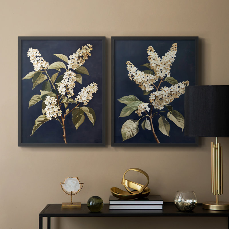«FLORAL Series CLIV», reproduction encadrée de qualité supérieure - prête à être accrochée - aucun clou requis - aucun clou requis