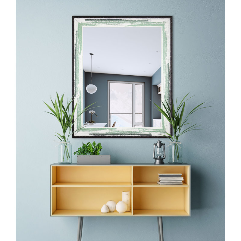 Caseyville Wood Flat Wall Mirror, 35.5" H x 29.5" W, Seafoam