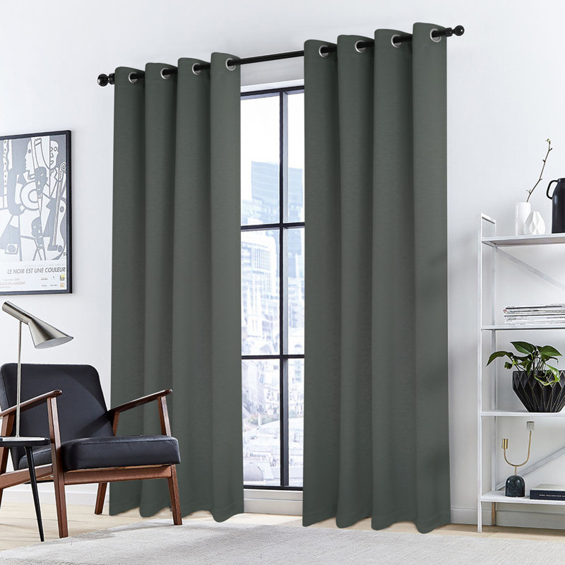 Ensemble de 2 rideaux isolants Lingle, Gris anthracite