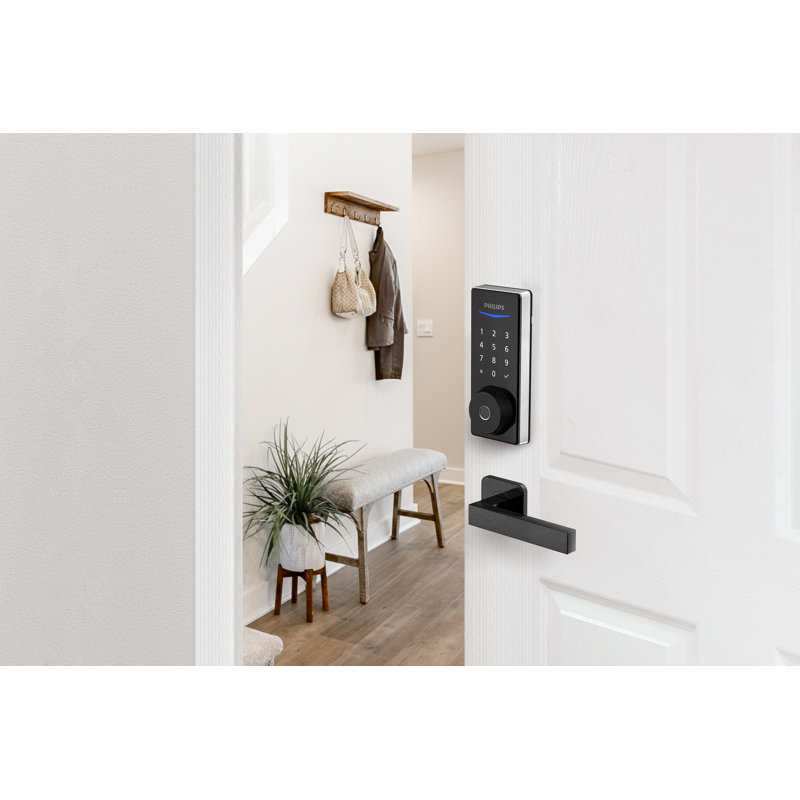 Fingerprint Keyed Electronic Smart Door Lock Deadbolt with Capacitive Touchpad, Satin Nickel