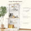 Grande armoire de cuisine de comptoir, armoire de rangement autoportante avec huche, portes en verre et tablettes réglables