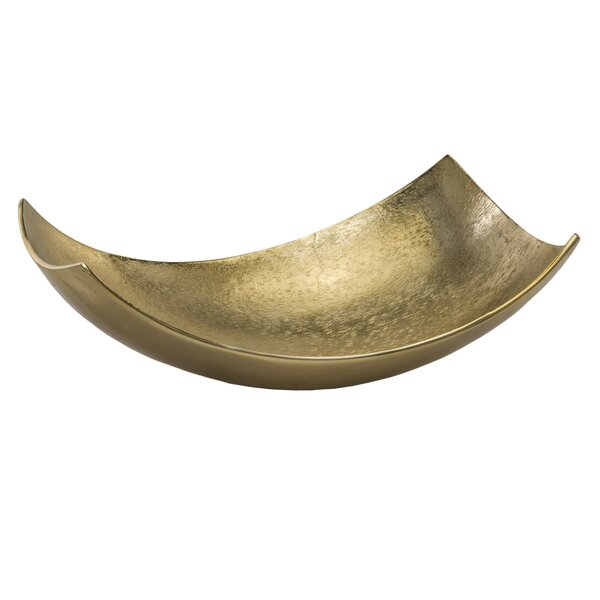 Serene Spaces Antique Brass Decorative Bowl - Metal Fruit Bowl for Candles,  Flowers, Potpourri - Entryway, Dining Centerpiece - 4.75 Tall, 12