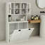 Armoire de salle de bain inclinable à deux compartiments avec panier à linge haut et 2 tablettes réglables-121089152