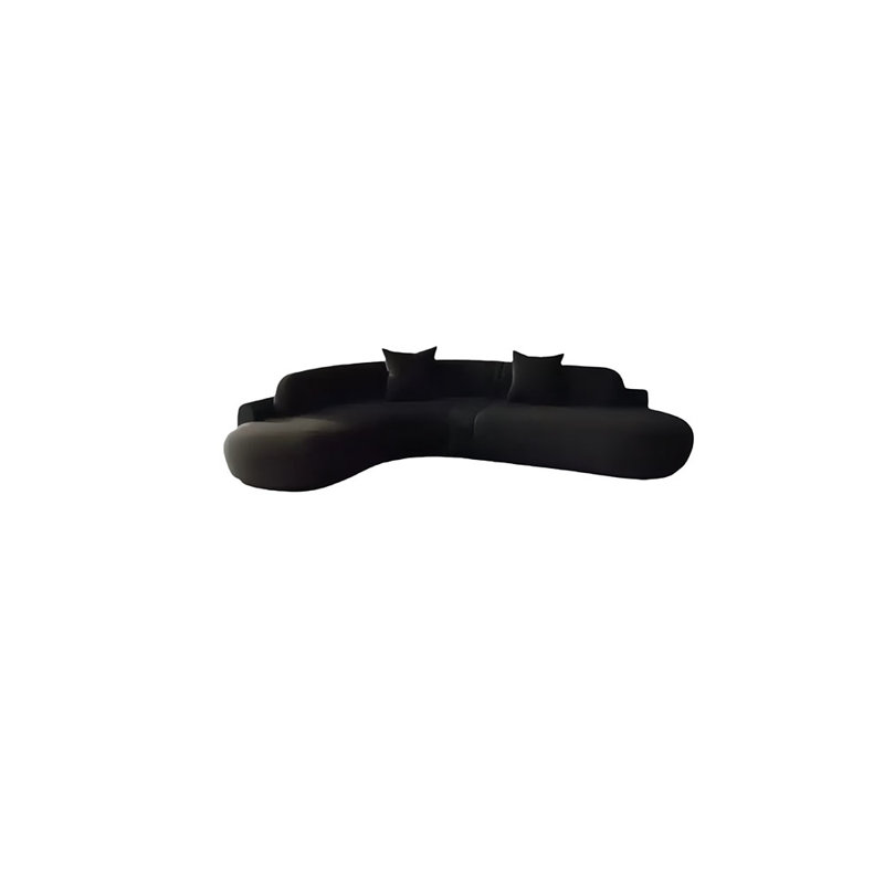 Canapé de coin courbé, 4, H 27,56 po x l 94,49 po x P 62,99 po, Noir, noir, noir, noir