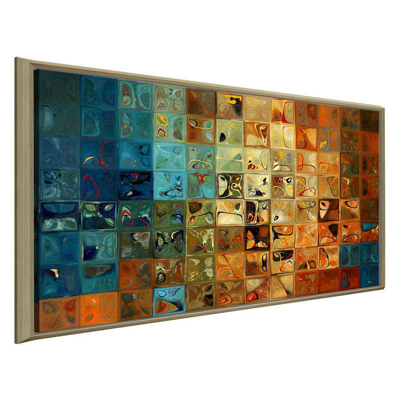« modern tile art #11, 2009 », reproduction d’impression sur toile, H 21,5 po x l 33,5 po x P 2 po, Cadre flottant champagne