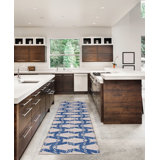 Fiennes Machine Washable Ivory and Blue Area Rug