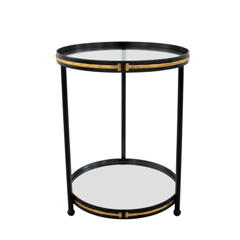 Tiffany End Table, Black/Gold Leaf