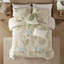 Ensemble de couette brodée surdimensionnée en coton 6 pièces, bleu/vert, format Queen