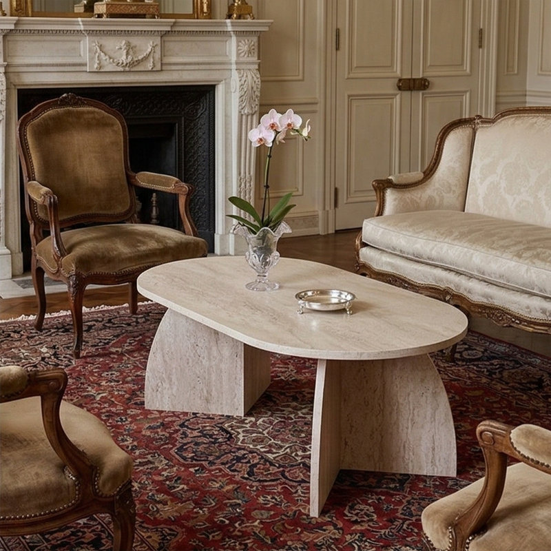 Table basse Aurelle, Travertin