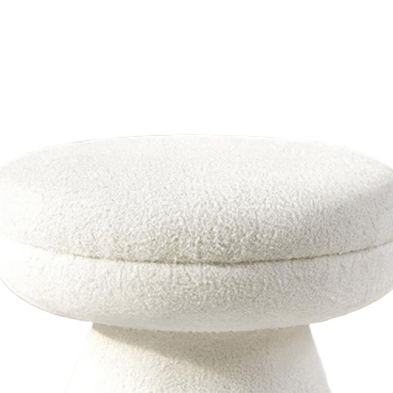 Tabouret Xyna en forme de champignon avec base piédestal, tissu beige, Beige