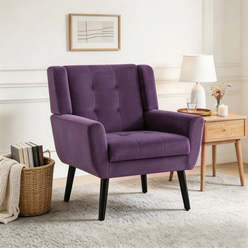 Fauteuil d'appoint Bolanle, Velours mauve lavande