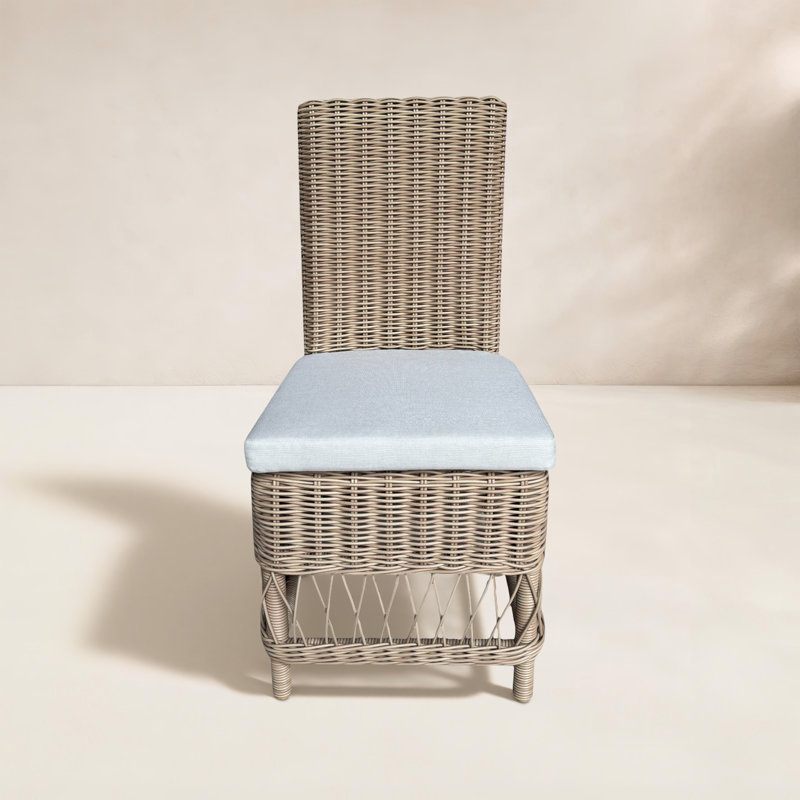 Destin Natural Outdoor Patio Dining Chairs - Canvas Beige, Canvas Beige, Brown