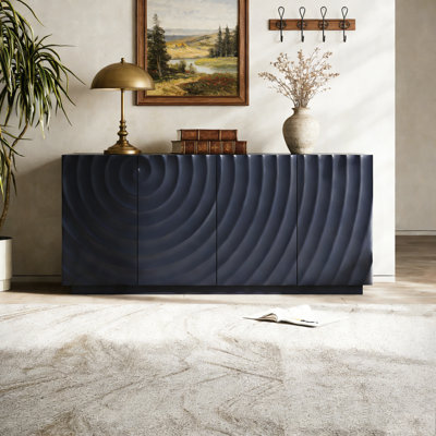 Modern Buffet Cabinet with 3D Textured Doors and Ample Storage for Living Room or Kitchen